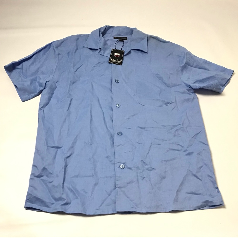 Fortino Landi Men's Shirt 100% Linen Blue